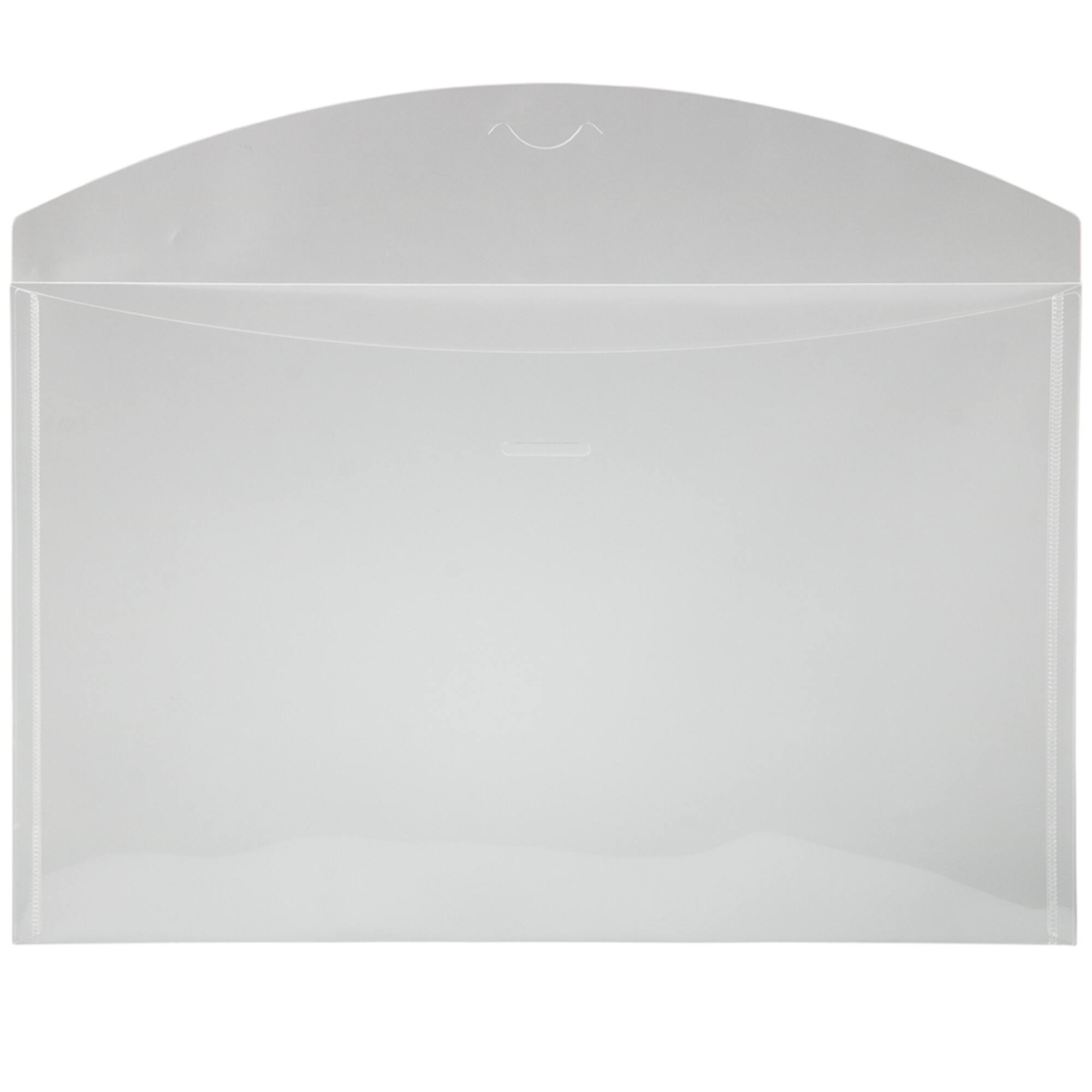 JAM Paper 9" x 14.25" Clear Plastic Tuck Flap Closure Envelopes, 12ct.